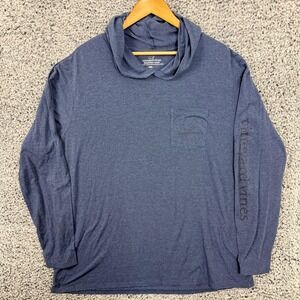 Vineyard Vines Shirt Mens 2XL Blue Edgartown Hooded Long Sleeve Tee Whale Logo